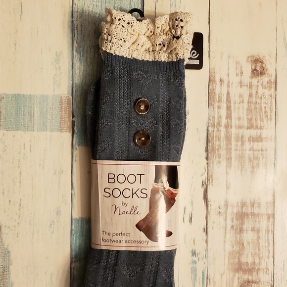 Noelle Boot Socks with Lace - Blue - Picture 1 of 4